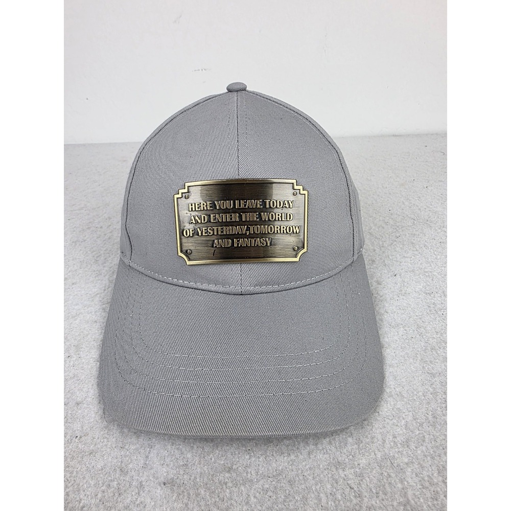 Disney Parks Entrance Metal Plaque Sign Adjustable Hat Ball Cap Gray Disneyland